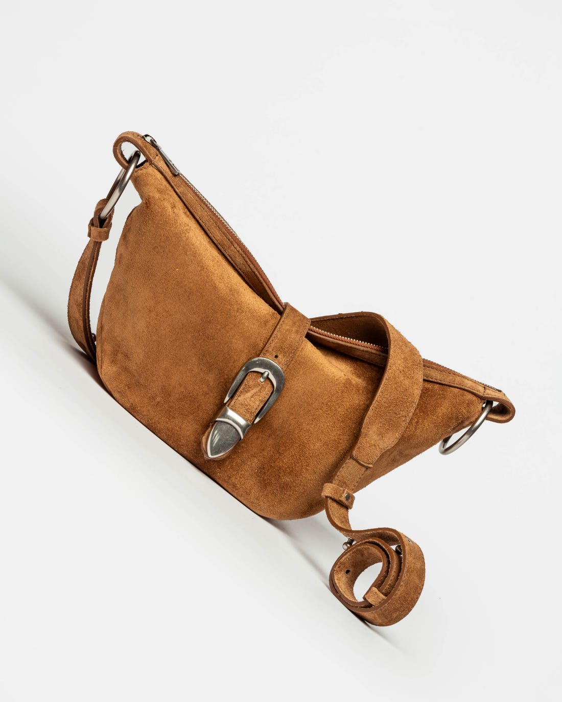 Bandolera Bambu en cuero gamuza